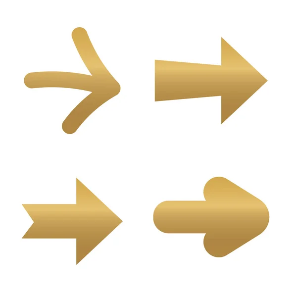 Conjunto de flechas doradas icono- vector ilustración — Vector de stock