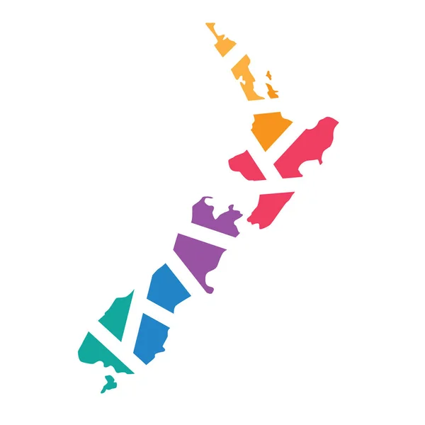 Barevná geometrická mapa Nového Zélandu - vektorová ilustrace — Stockový vektor