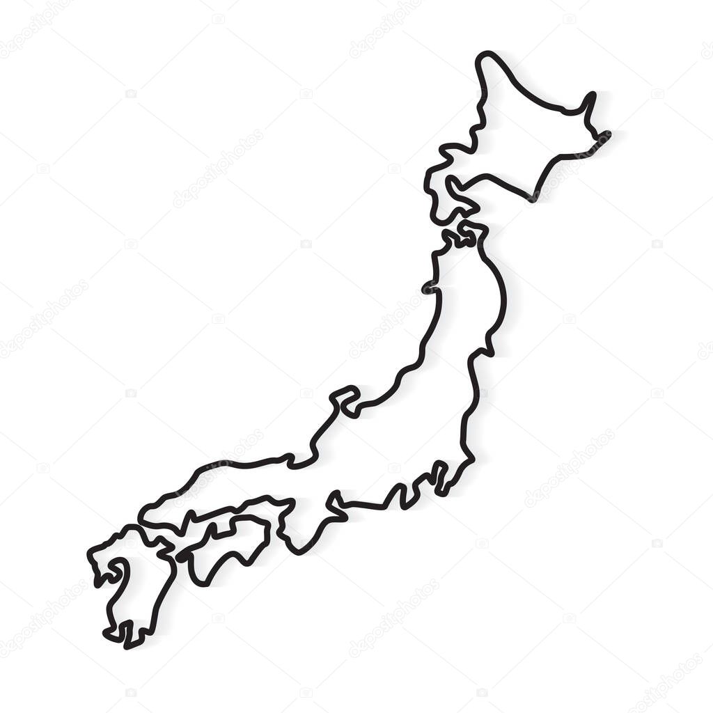 black abstract outline of Japan map- vector illustration