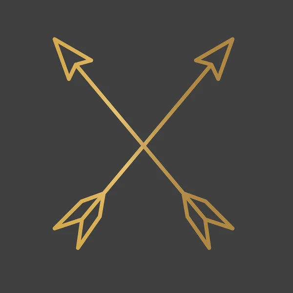Skrzyżowane złote strzałki ikona wektor Ilustracja — Wektor stockowy