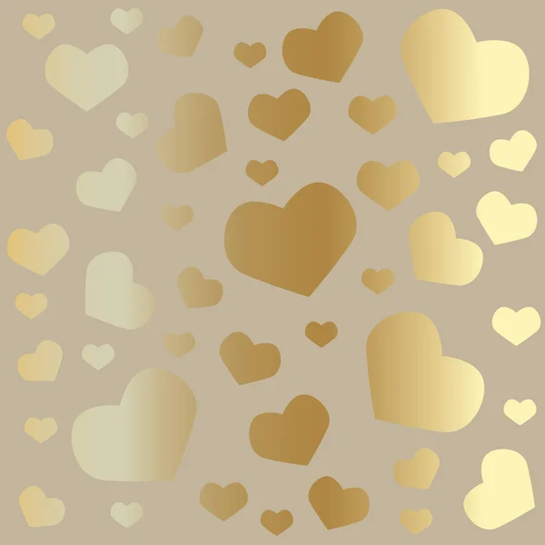Goldene Herzen Muster-Vektorillustration — Stockvektor