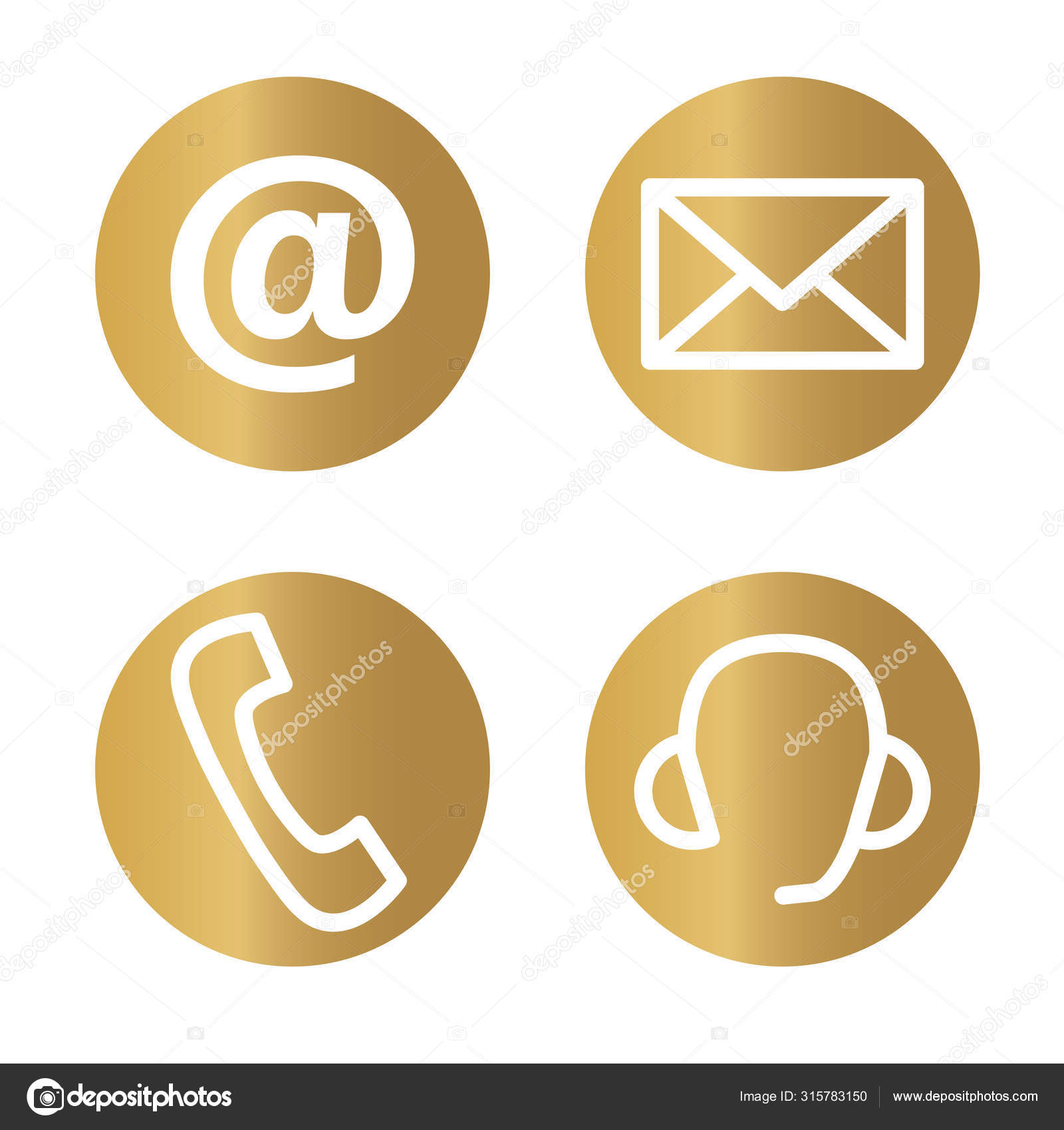 Golden contact, email, phone icon- vector illustration Stock Vector
