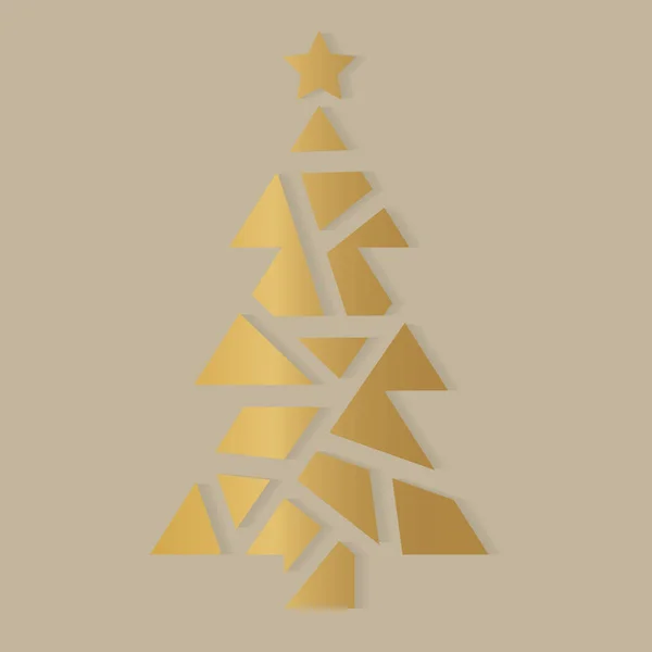 Golden christmas tree icon- vector illustration — Stock Vector