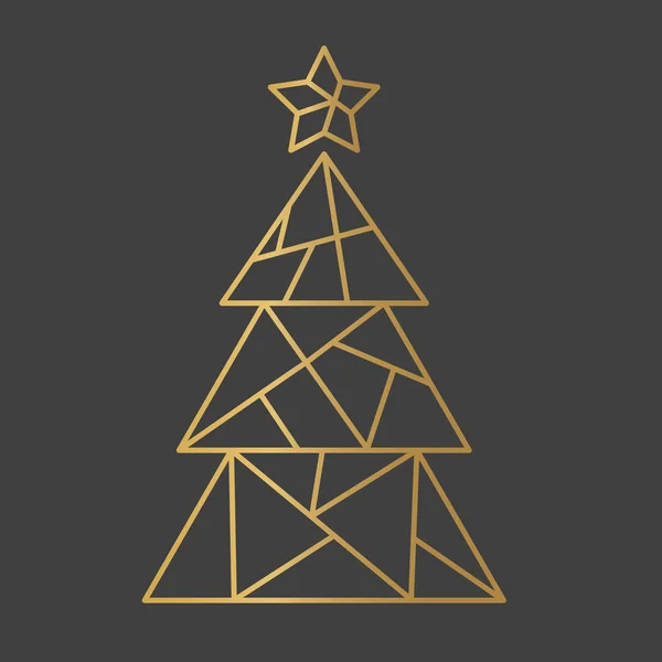 Golden christmas tree icon- vector illustration — Stock Vector