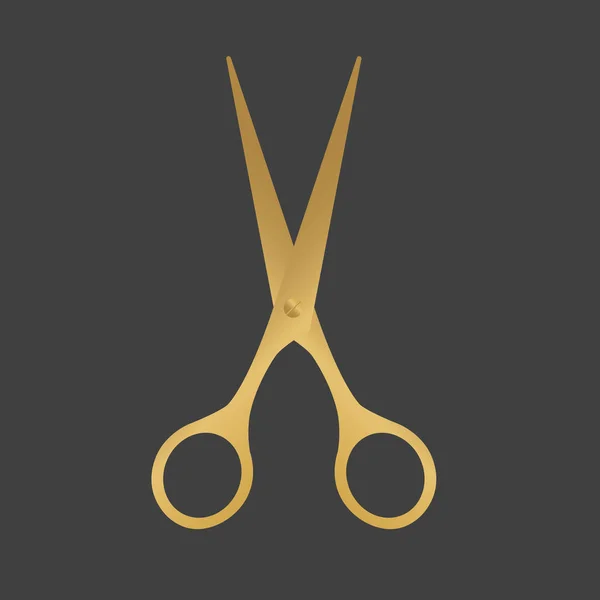 Złote nożyczki ikona - ilustracja wektor — Wektor stockowy