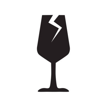 Kırık şarap kadehi simgesi - vektör çizimi
