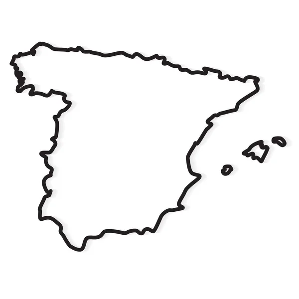Black outline of Spain map- vector illustration — Stock Vector