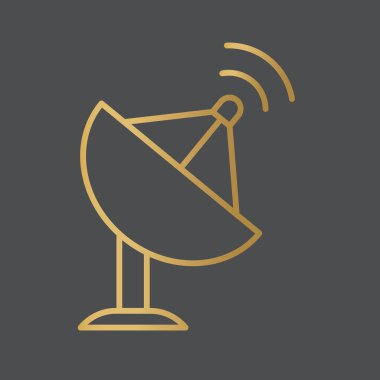 Altın uydu iletişim simgesi-vektör illüstrasyonu