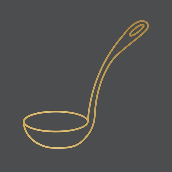 Χρυσή Κουζίνα Κουτάλα Κουτάλα Εικονογράφηση Διάνυσμα — Διανυσματικό Αρχείο