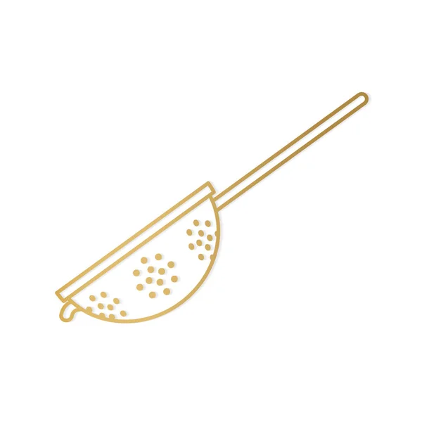 Golden Kitchen Colander Icon Vector Illustration — Stock Vector