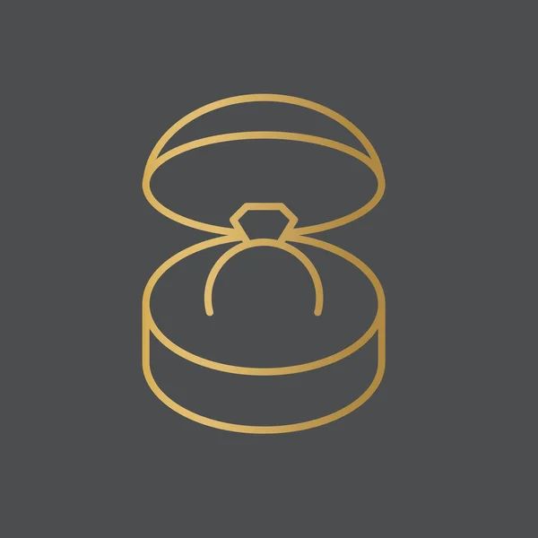 Golden Engagement Ring Box Icon Vector Illustration — Stock Vector