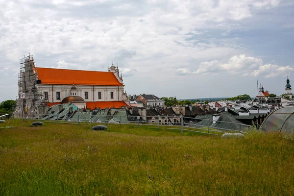 Zamosc Poland June 2020 Baroque Franciscan Church Reconstruction Works Seen — Stock Photo, Image