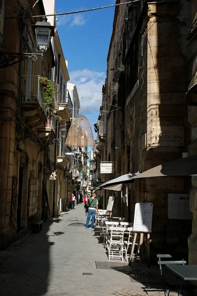 Syracuse Sicily Italy November 2019 One Charming Narrow Street Ortigia — Stock Photo, Image