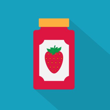Çilek reçeli simgesi illüstrasyonlu kavanoz
