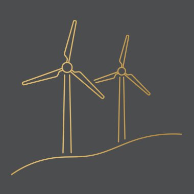 Altın yel değirmeni türbini, yeşil yenilenebilir enerji kavramı - vektör çizimi