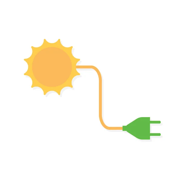 Słońce Wtyczką Zasilania Koncepcja Zielonej Energii Odnawialnej Ilustracja Wektora — Wektor stockowy