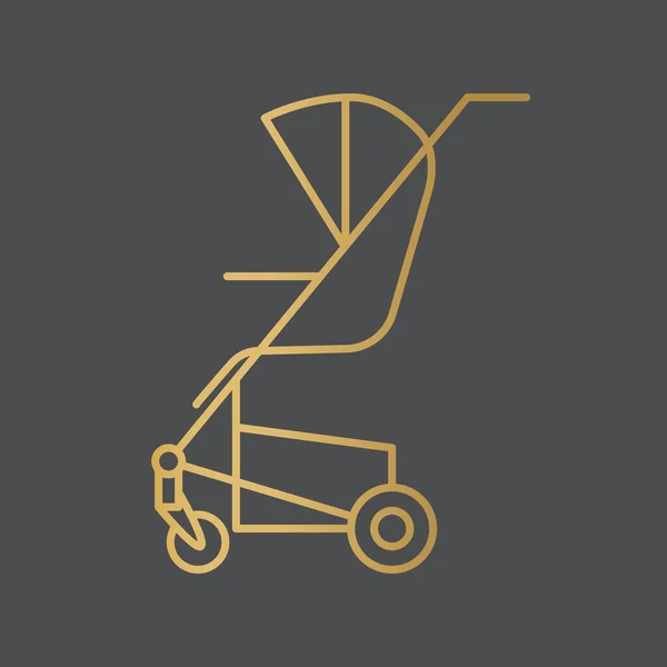 黄金のベビーカーのアイコン ベクトルイラスト — ストックベクタ