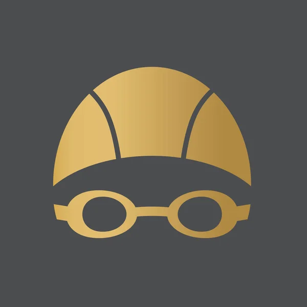 Gyllene Simglasögon Och Mössa Ikon Vektor Illustration — Stock vektor