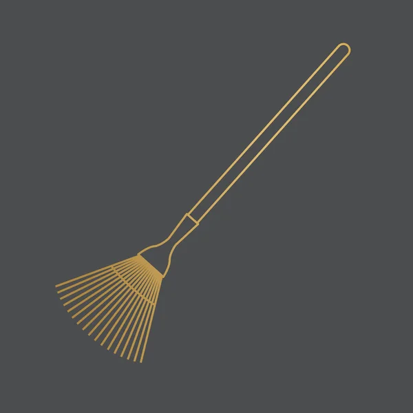 Золотой Садовый Грабли Инструмент Иконка Векторная Иллюстрация — стоковый вектор