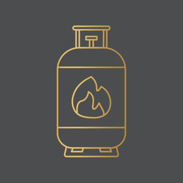 Guld Gas Cylinder Ikon Vektor Illustration — Stock vektor