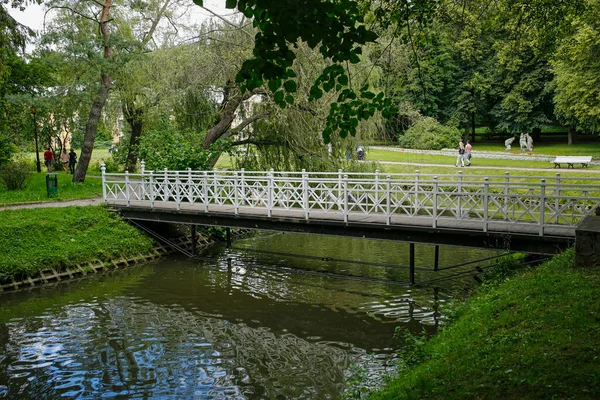 Naleczow Lengyelország 2020 Július Romantikus Híd Felett Lengyelországi Naleczow Fürdőparkban — Stock Fotó