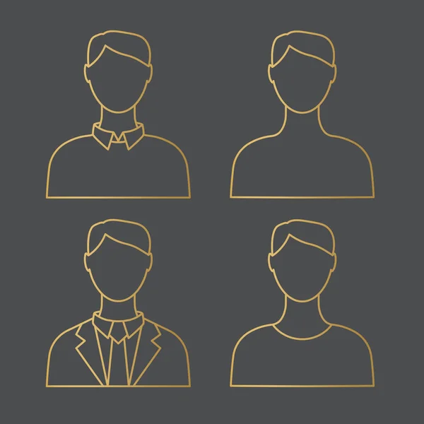 Icono Avatar Masculino Dorado Ilustración Vectorial — Vector de stock