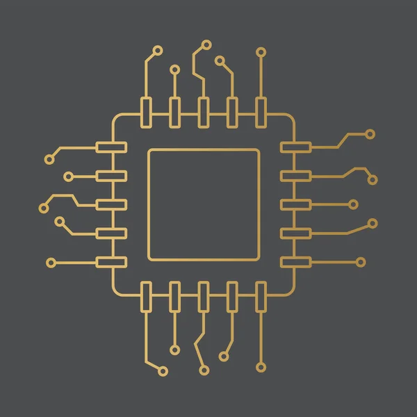 黄金のCpuマザーボードのチップのアイコン ベクトル図 — ストックベクタ