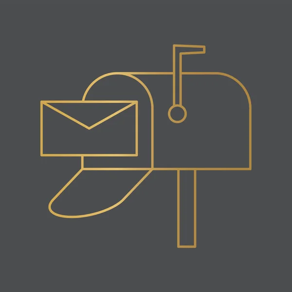 Goldene Mailbox Icon Vektor Illustration — Stockvektor