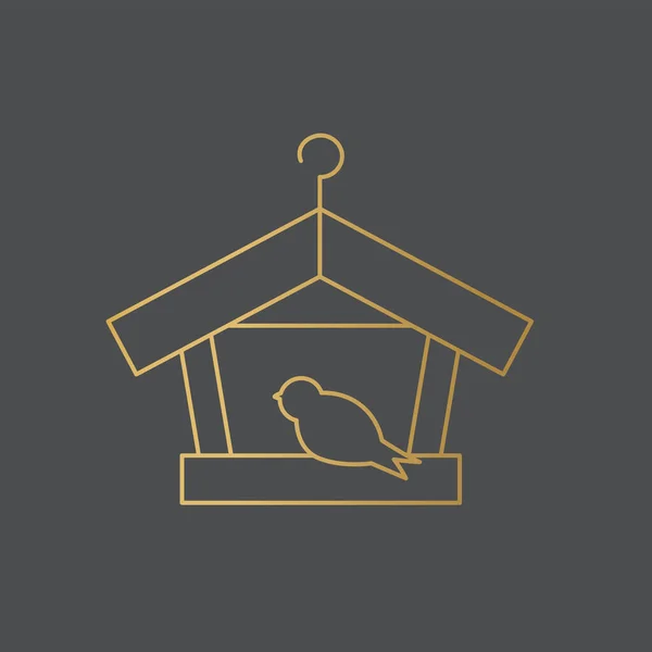 Golden Bird Feeder House Icon Vector Illustration — Stock Vector