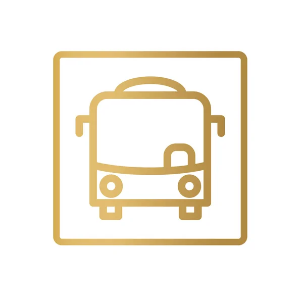 Altın Otobüs Durağı Simgesi Vektör Illüstrasyonu — Stok Vektör