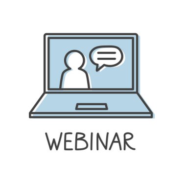 Webinar konseptli dizüstü bilgisayar - vektör illüstrasyonu