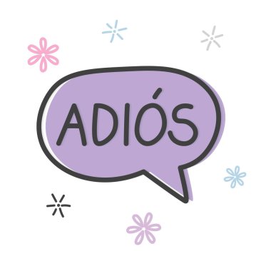 İspanyolca kelime kavramında elveda vektör illüstrasyonu-