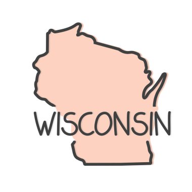 outline of Wisconsin map- vector illustration clipart