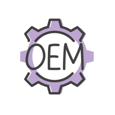 OEM (Özgün Malzeme Üreticisi) kısaltma konsepti - vektör illüstrasyonu