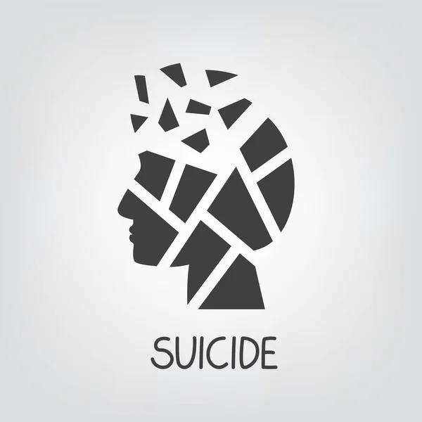 Tête Humaine Dans État Mental Tragique Tristesse Dépression Suicide Illustration — Image vectorielle
