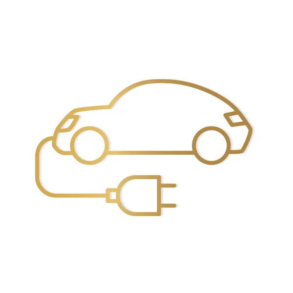 Goldene Icon Vektor Illustration Für Elektroautos — Stockvektor