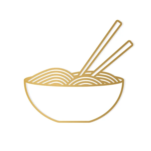 Tigela Sopa Ramen Dourado Com Chopsticks Ilustração Vector — Vetor de Stock