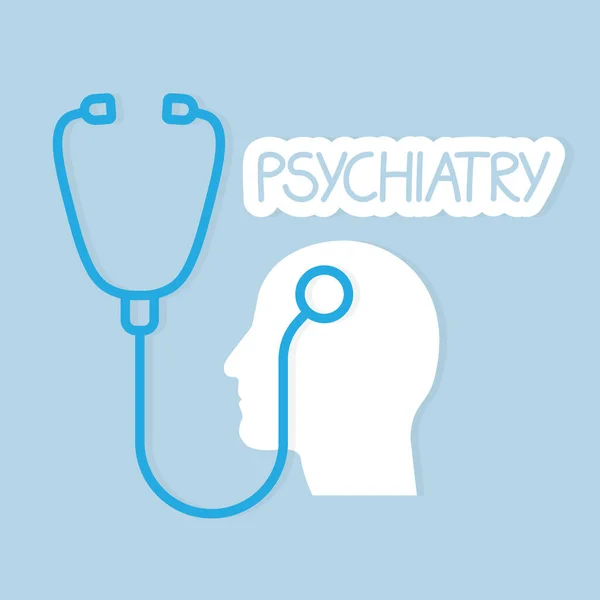 Psychiatrie Konzept Kopf Und Stethoskop Vektorillustration — Stockvektor