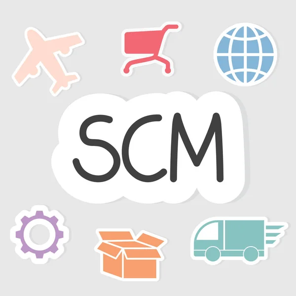 Scm Supply Chain Management Obchodní Koncept Vektorová Ilustrace — Stockový vektor