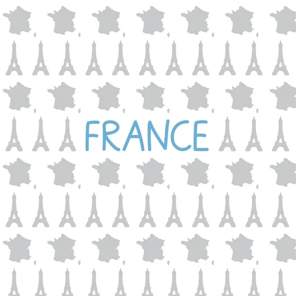France Map Eiffel Tower Pattern Vector Illustration — стоковий вектор