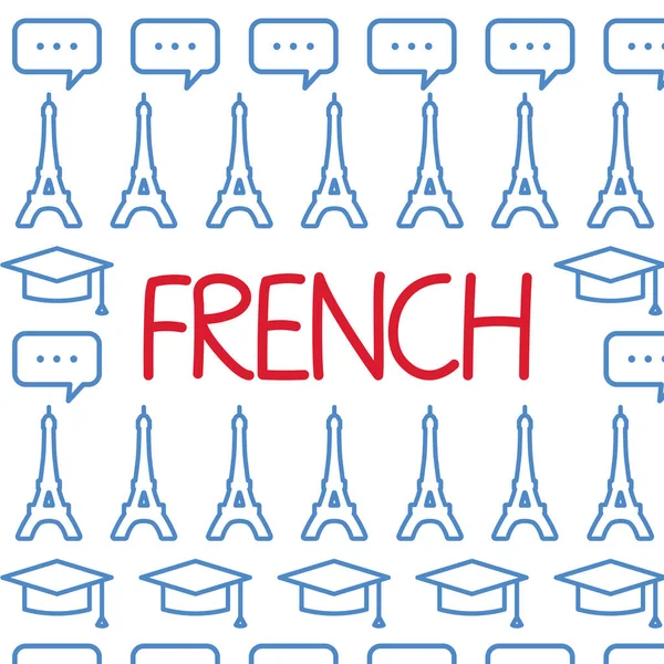 Francês Curso Língua Concepto Ilustração Vetorial — Vetor de Stock
