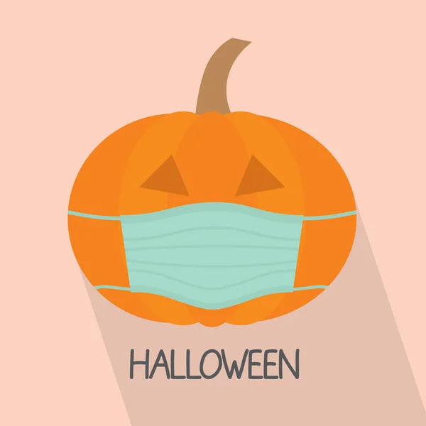 Pumpa Med Ansiktsmask Halloween Fest Coronavirus Pandemi Skyddsåtgärder Vektor Illustration — Stock vektor