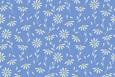 seamless spring pattern with daisy flowers- vector illustration