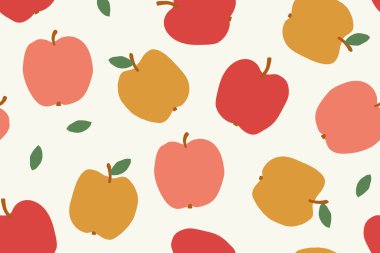 Kusursuz elma deseni, doğa, meyve arkaplan vektörü çizimi