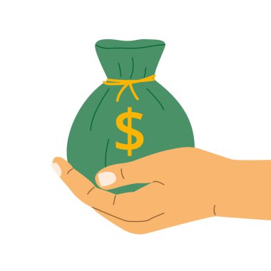 Bir çanta dolusu para; finans, zenginlik, yatırım, tasarruf ve iş başarısının sembolü - vektör illüstrasyonu