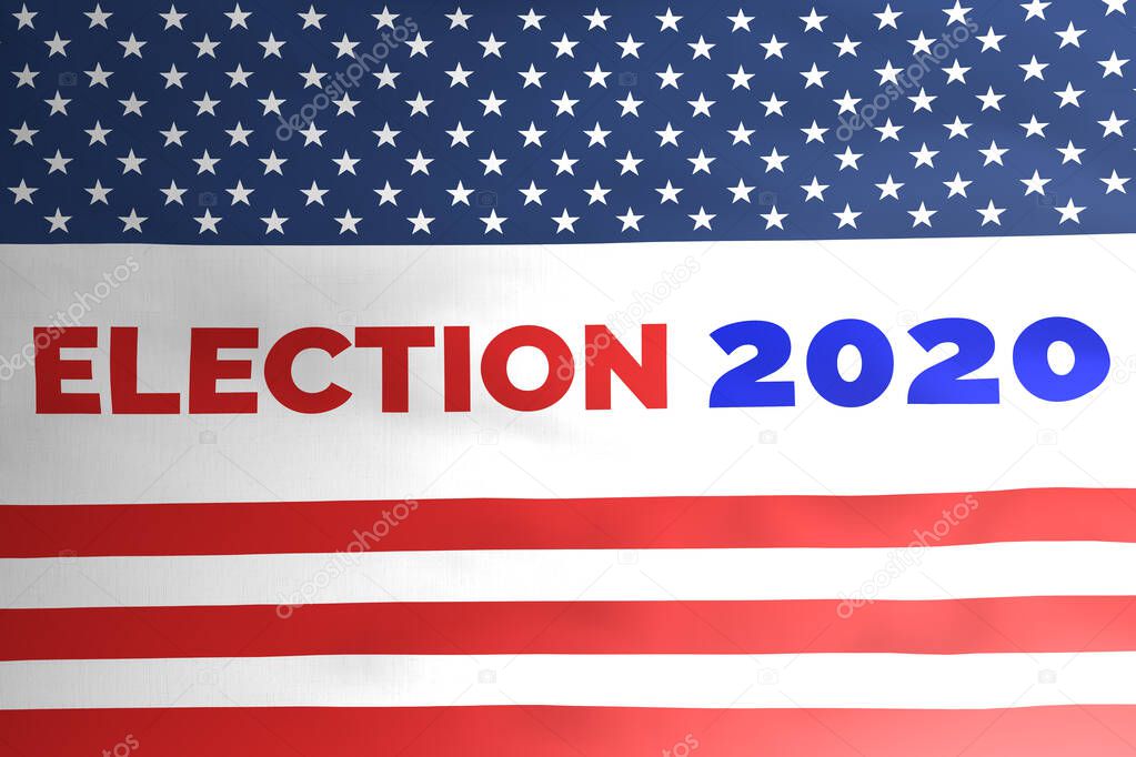 USA Presidential election 2020 concept illustration on american flag design.