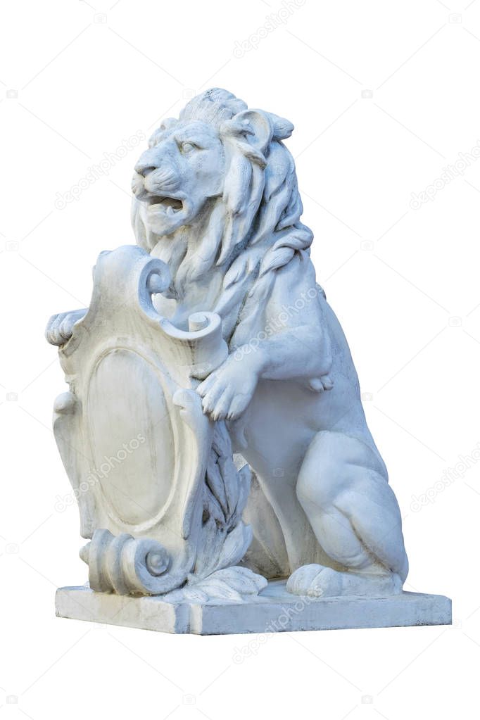 Sculpture of a lion on a white isolated background