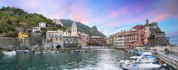 Cinque Terre Italy Panoramic View Sunset — Stock Photo, Image