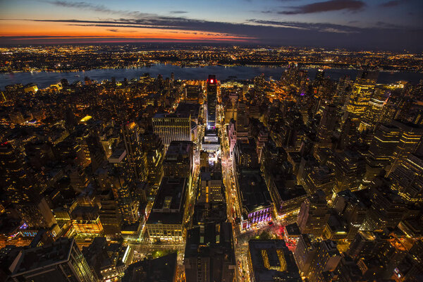 Lovely Manhattan Panoramic Photo from Empire State Building at Sunset Time