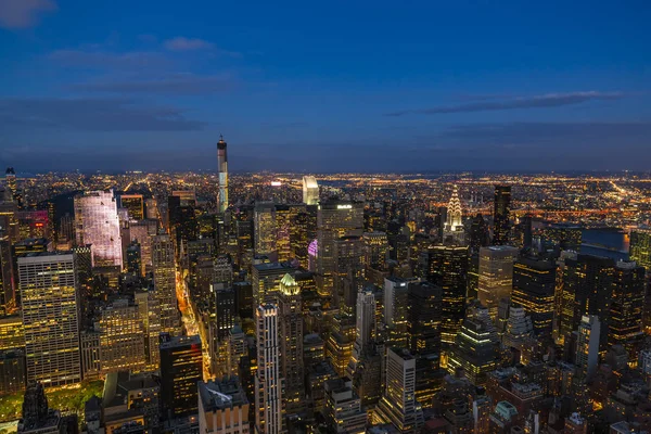 Mooie Manhattan Panoramische Foto Van Empire State Building Zonsondergang Tijd Stockfoto